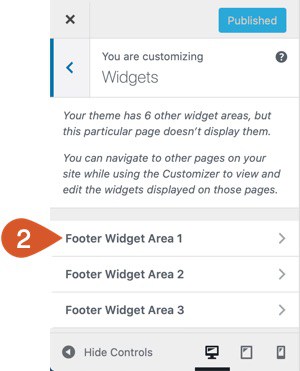 WPHubSite WordPress customizer Footer Widget Area option.